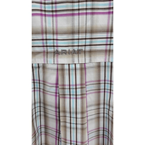 Ariat Pro Series Mens Plaid Shirt Sz Large NEW Short Sleeve Moisture Wicking SPF - Picture 10 of 10